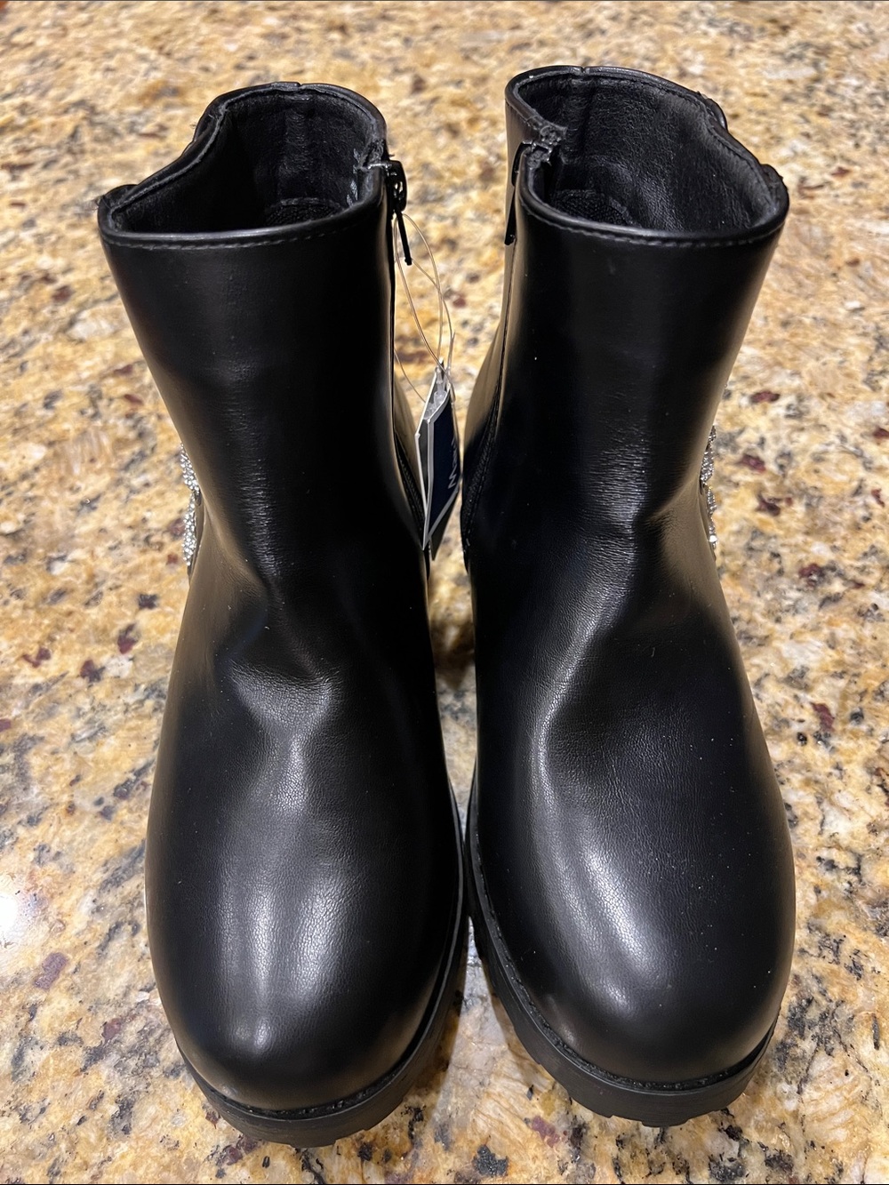 Girl Badgley Mischka Black Ankle Boots with Side Zipper